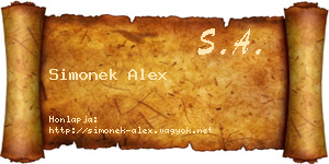 Simonek Alex névjegykártya